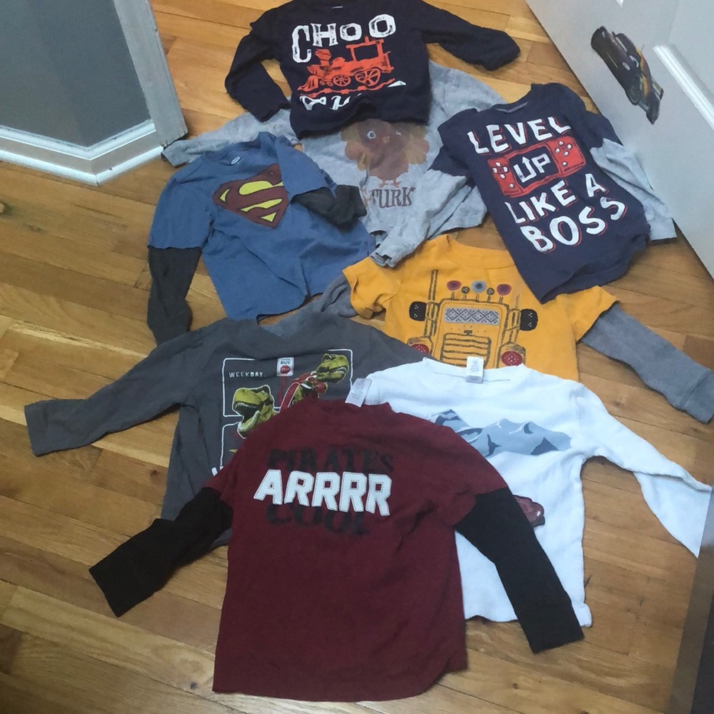 8 long sleeved shirts ranging from 4t-5t